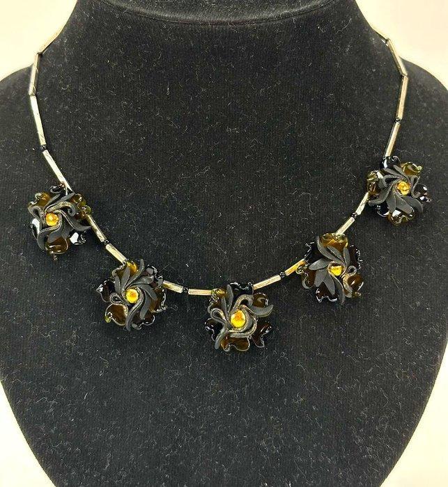 Art Déco juweel uit Italië - 925 zilver en Murano polychroom, Antiek en Kunst, Antiek | Glas en Kristal