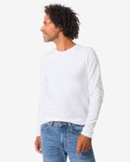 HEMA Heren T-shirts lange mouw slimfit o-hals - 2 stuks wit, Verzenden, Nieuw
