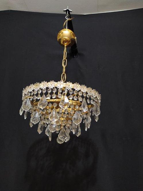 Kroonluchter - Bergkristal, Kristal, Metaal, Antiek en Kunst, Antiek | Lampen