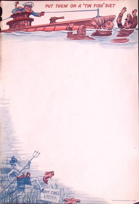 ‘Put Them On a ‘Tin Fish’ Diet’ - briefpapier (a4), Verzamelen, Militaria | Tweede Wereldoorlog, Verzenden