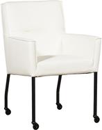 Witte leren moderne eetkamerstoel - Toledo Leer Purewhite (w, Huis en Inrichting, Overige kleuren, Nieuw, Leer, Ophalen of Verzenden