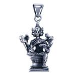 Zilveren Shiva ketting hanger - zittend op zuil, Sieraden, Tassen en Uiterlijk, Kettinghangers, Nieuw, Verzenden