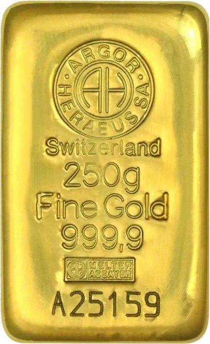 250 gram - Goud .999 - Argor-Heraeus, Switzerland -, Postzegels en Munten, Edelmetalen en Baren