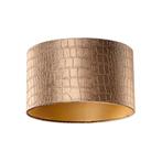 Velours lampenkap krokodil dessin met gouden binnenkant, Bruin, Verzenden, Rond, Nieuw