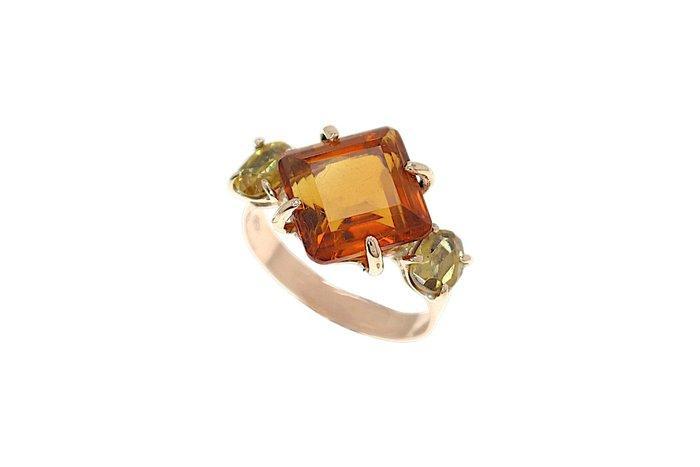 Ring - 9 kt. Roségoud - 6.00ct. tw. Citrien - Citrien, Sieraden, Tassen en Uiterlijk, Ringen
