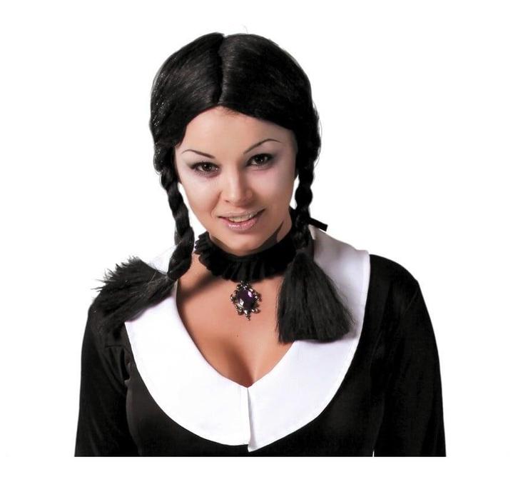 Zwarte Pruik met Vlechten, Hobby en Vrije tijd, Feestartikelen, Nieuw, Verzenden