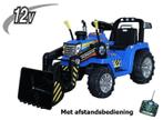 Kindertractor blauw, elektrische tractor 12V voor kinderen