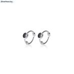 Zilveren mini black dot huggie hoops