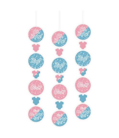 Hangdecoratie Gender Reveal 14cm 3st, Hobby en Vrije tijd, Feestartikelen, Nieuw, Verzenden