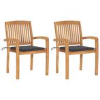 vidaXL Tuinstoelen 2 st met antracietkleurige kussens, Verzenden, Nieuw, Teakhout