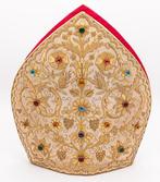 Rijk gedecoreerde mijter van een prelaat in originele, Antiek en Kunst