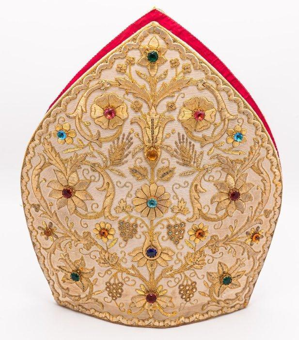 Rijk gedecoreerde mijter van een prelaat in originele, Antiek en Kunst, Kunst | Niet-Westerse kunst