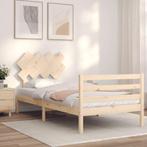 vidaXL Bedframe met hoofdbord massief hout 90x200 cm, Huis en Inrichting, Slaapkamer | Bedden, 90 cm, Eenpersoons, Bruin, Verzenden