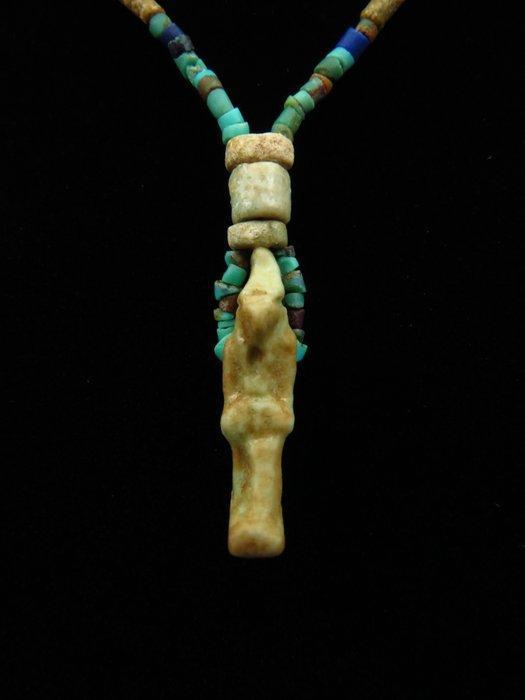 Oud-Egyptisch Ketting van turkoois en faience mummiekralen, Sieraden, Tassen en Uiterlijk, Antieke sieraden