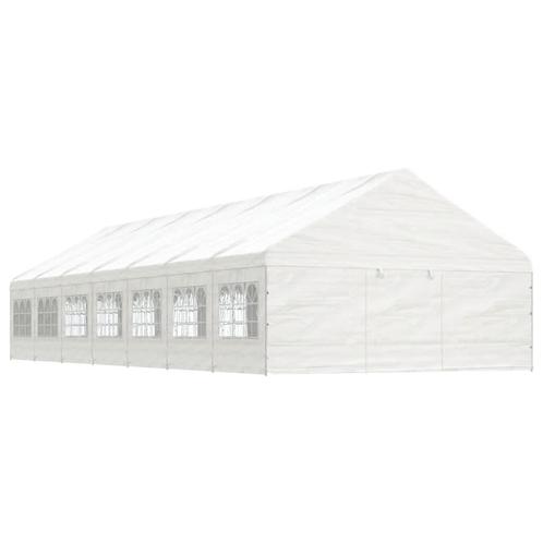 vidaXL Prieel met dak 15,61x5,88x3,75 m polyetheen wit, Tuin en Terras, Partytenten, Nieuw, Verzenden