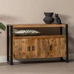 Dressoir Mangohout Britt 140 3 Deuren, Huis en Inrichting, Kasten | Dressoirs, 100 tot 150 cm, Verzenden, Nieuw, Industriële meubels