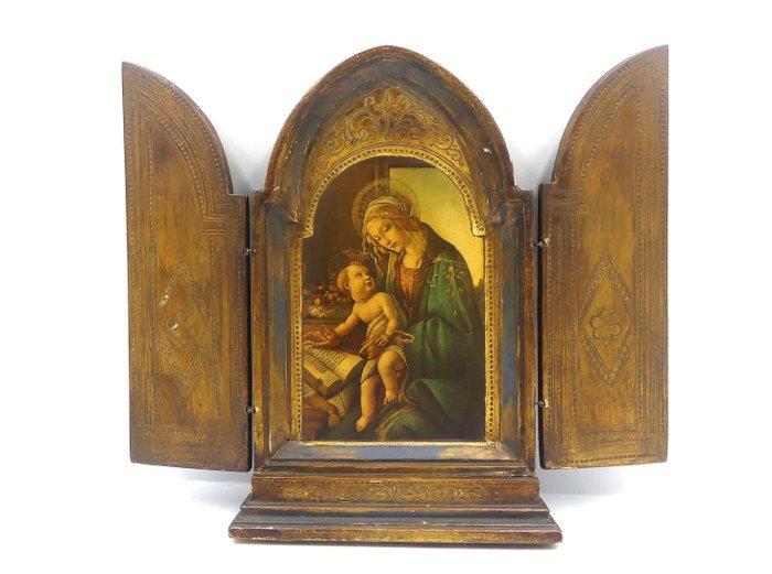 Drieluik - Hout, IJzer - 1940-1950 - Maagd met kind, Antiek en Kunst, Antiek | Boeken en Bijbels