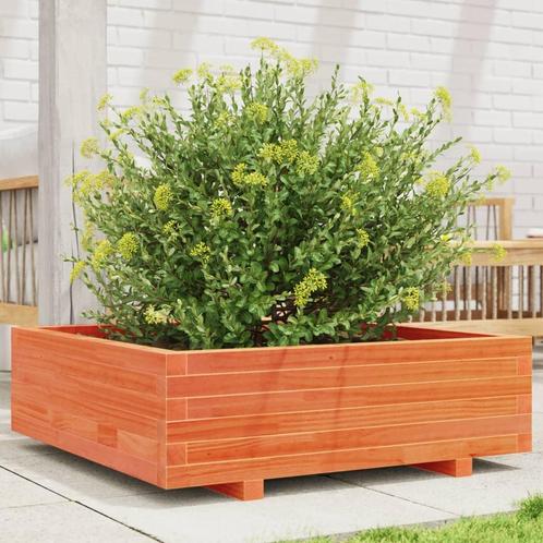 vidaXL Plantenbak 80x80x26,5 cm massief grenenhout wasbruin, Tuin en Terras, Bloembakken en Plantenbakken, Nieuw, Hout, Verzenden