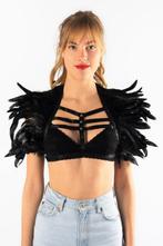 Top met Veren Zwart Studs XS S M Verentop Steampunk Topje Ve, Ophalen of Verzenden, Nieuw, Carnaval, Kleding
