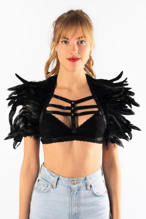 Top met Veren Zwart Studs XS S M Verentop Steampunk Topje Ve, Kleding | Dames, Carnavalskleding en Feestkleding, Kleding, Nieuw