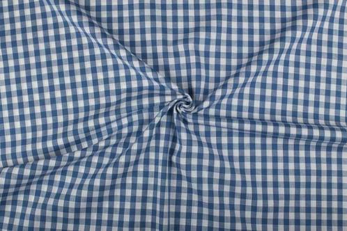 Brabants bont stof indigoblauw wit geruit - 10mm geruit, Hobby en Vrije tijd, Stoffen en Lappen, 120 cm of meer, 200 cm of meer