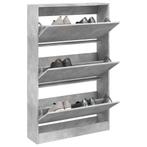 vidaXL Schoenenkast 80x21x125,5 cm bewerkt hout betongrijs, Huis en Inrichting, Verzenden, Nieuw