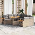 vidaXL 9-delige Loungeset met kussens poly rattan acacia, Verzenden, Nieuw, Rotan, Loungeset