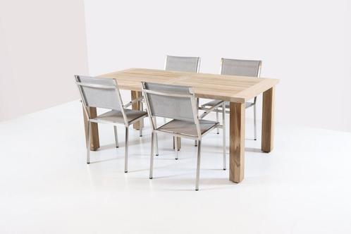 4 Seasons Outdoor Plaza eetset ash grey met Louvre tafel 180, Tuin en Terras, Tuinsets en Loungesets, Ophalen of Verzenden