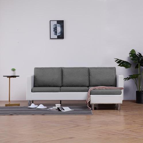 vidaXL Driezitsbank met kussens kunstleer wit, Huis en Inrichting, Banken | Bankstellen, Nieuw, Leer, Driepersoons, Verzenden