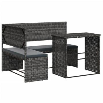 Luxe Rattan Tuinbank Set - Grijs - Retourdeal - Comfort! beschikbaar voor biedingen