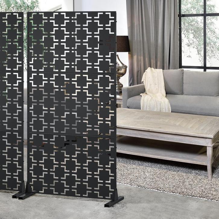 Kamerscherm Basciano tuinscherm 180x90x40 cm zwart casa.pro, Huis en Inrichting, Woonaccessoires | Kamerschermen, Verzenden