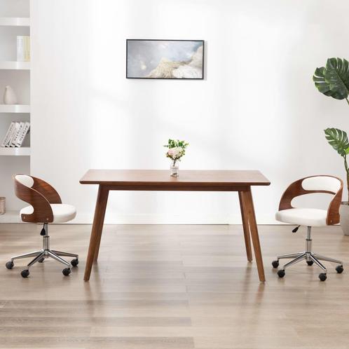 vidaXL Kantoorstoel draaibaar gebogen hout en kunstleer wit, Huis en Inrichting, Bureaus, Nieuw, Verzenden