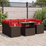 vidaXL 7-delige Loungeset met kussens poly rattan acacia, Tuin en Terras, Verzenden, Nieuw, Rotan, Loungeset