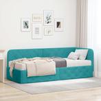vidaXL Hoekbedframe met matras Turquoise 80 x 200 cm Fluweel, Huis en Inrichting, Verzenden, Nieuw, Stof