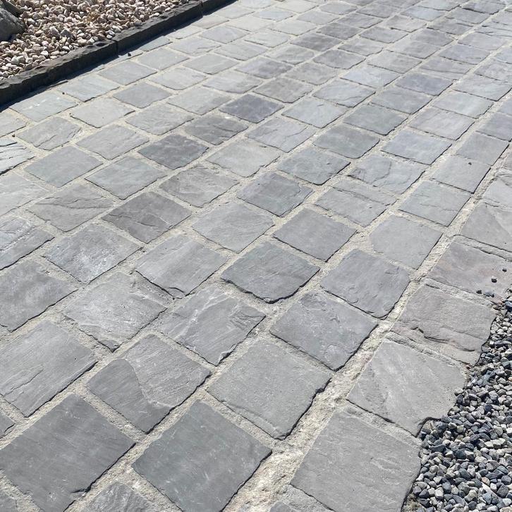 Kandla Grey kinderkoppen 20x14x5/7 cm / kasseien Kandla Grey, Tuin en Terras, Tegels en Klinkers, Klinkers, Nieuw, Natuursteen