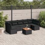 vidaXL 8-delige Loungeset met kussens poly rattan zwart, Tuin en Terras, Verzenden, Nieuw, Rotan, Loungeset