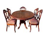 Tafel (6) - Hout - Tafel 5 stoelen, Antiek en Kunst