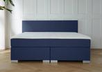 ACTIE! Boxspring Barcelona 140 200 Blauw, Nieuw, 140 cm, Twijfelaar, 200 cm
