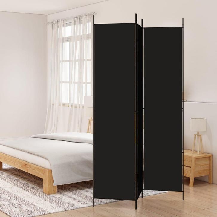 vidaXL Kamerscherm met 3 panelen 150x220 cm stof zwart, Huis en Inrichting, Woonaccessoires | Kamerschermen, Nieuw, Verzenden