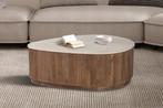 Salontafel Nolan 100 cm Mango hout met Travetin Beige (1c), Huis en Inrichting, Tafels | Salontafels, Ophalen of Verzenden, Nieuw