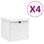 vidaXL Opbergboxen met deksel 4 st 28x28x28 cm wit, Nieuw, Verzenden