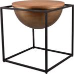 Bijzettafel - Trion Elina - 42x42cm - Zwart - Metaal - Hout, Ophalen of Verzenden, Nieuw