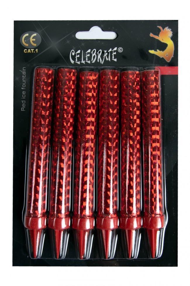 IJsfonteinen Rood (6st), Hobby en Vrije tijd, Feestartikelen, Nieuw, Ophalen of Verzenden