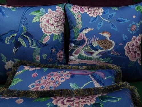 Kussensloopset met Sanderson-stof, vulling inbegrepen -, Antiek en Kunst, Curiosa en Brocante