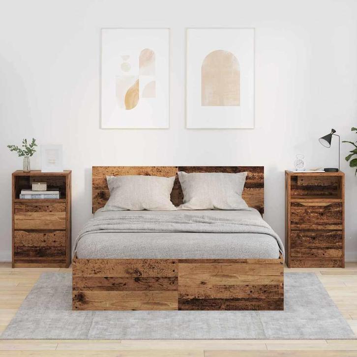 vidaXL Nachtkastjes 2 pcs Oud Hout 40 x 30 x 467 cm Bewerkt, Huis en Inrichting, Slaapkamer | Nachtkastjes, Nieuw, Minder dan 45 cm