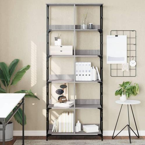vidaXL Boekenrek 78,5x33x188,5 cm bewerkt hout grijs sonoma, Huis en Inrichting, Kasten | Boekenkasten, 25 tot 50 cm, Nieuw, Overige houtsoorten