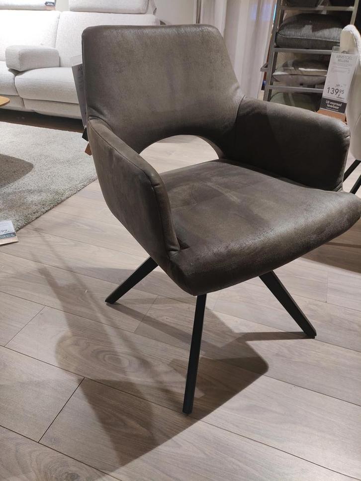 Armstoel in donkergroen microleder + terugdraaimech., Huis en Inrichting, Fauteuils, Nieuw, Ophalen of Verzenden