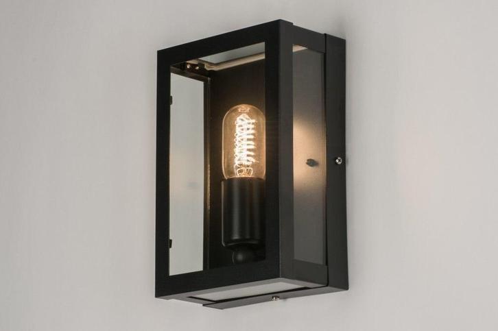 Rietveld Wandlampen - Zwart, Transparant - Glas, Staal, Meta, Huis en Inrichting, Lampen | Wandlampen, Verzenden