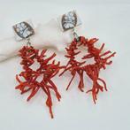 Bloedkoraal - Zilver - Oorbellen - Middellandse Zee Koralen, Antiek en Kunst