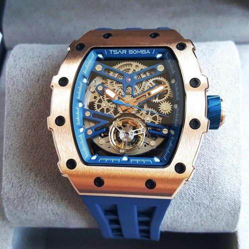 Tsar Bomba - Automatic - Sapphire - Gold - Open Heart, Sieraden, Tassen en Uiterlijk, Horloges | Heren